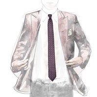 Bordeaux silk twill tie with floral print Alternative Image