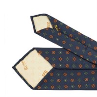 Blue silk twill tie with floral print Alternative Image