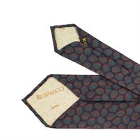 Cravatta in twill di seta blu con stampa paisley Immagine alternativa