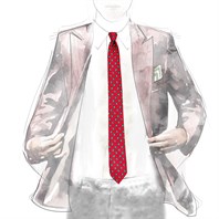 Red silk twill tie with paisley pattern Alternative Image