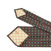 Brown silk twill tie with geometric print Alternative Image