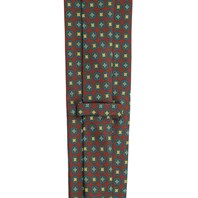 Brown silk twill tie with geometric print Alternative Image