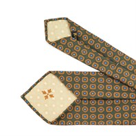 Green silk twill tie with geometric print Alternative Image
