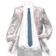 Blue silk twill tie with geometric print Alternative Image
