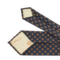 Blue silk twill tie with geometric print Alternative Image