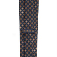Blue silk twill tie with geometric print Alternative Image