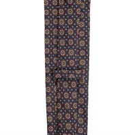 Midnight blue silk twill tie with geometric print Alternative Image