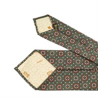 Cravatta in twill di seta verde con stampa geometrica Immagine alternativa