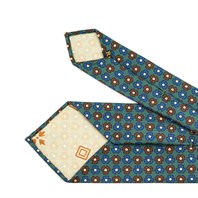 Cravatta in twill di seta ottanio con stampa floreale Immagine alternativa