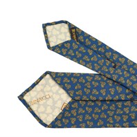 Cravatta in twill di seta blu con stampa paisley Immagine alternativa