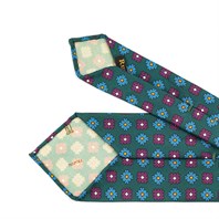 Green silk twill tie with floral print Alternative Image
