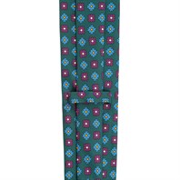 Green silk twill tie with floral print Alternative Image