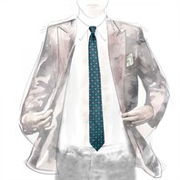 Green silk twill tie with floral print Alternative Image