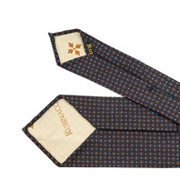 Blue silk twill tie with floral print Alternative Image