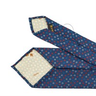 Blue silk twill tie with floral print Alternative Image