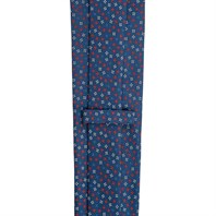 Blue silk twill tie with floral print Alternative Image
