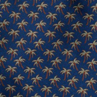 Cravatta in twill di seta blu con stampa palma Immagine alternativa