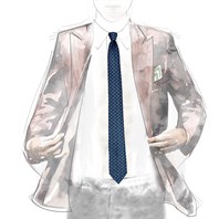 Cravatta in twill di seta blu con stampa palma Immagine alternativa