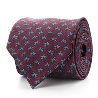 Bordeaux silk twill tie with palm print Alternative Image