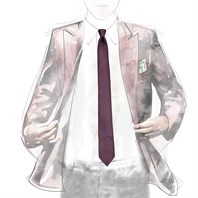 Bordeaux silk twill tie with palm print Alternative Image