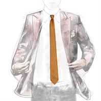 Orange silk twill tie with palm print Alternative Image