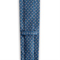 Turquoise silk twill tie with palm print Alternative Image