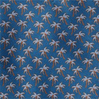 Turquoise silk twill tie with palm print Alternative Image