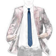 Turquoise silk twill tie with palm print Alternative Image