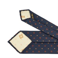 Blue silk twill tie with geometric print Alternative Image