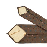 Brown silk twill tie with geometric print Alternative Image