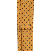 Ocher silk twill tie with geometric print Alternative Image