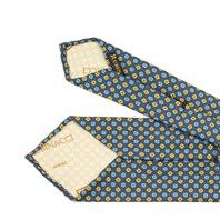 Blue silk twill tie with geometric print Alternative Image