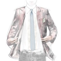 Shantung tie in dusty blue Alternative Image