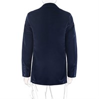Single-breasted midnight blue velvet jacket Alternative Image