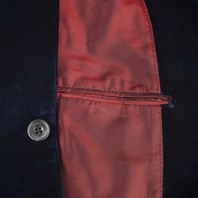 Single-breasted midnight blue velvet jacket Alternative Image