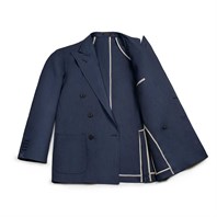 Giacca in lino blu Immagine alternativa