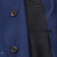 Giacca doppiopetto in lana blu super leggera Immagine alternativa