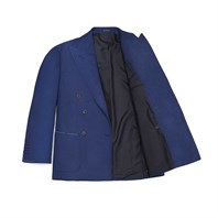Giacca doppiopetto in lana blu super leggera Immagine alternativa