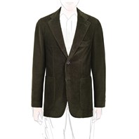 Green velvet single-breasted jacket Alternative Image