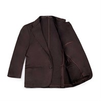 Brown cashmere single-breasted jacket Alternative Image