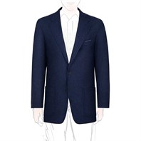Blue herringbone wool single-breasted jacket Alternative Image