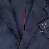 Blue silk single-breasted jacket Alternative Image