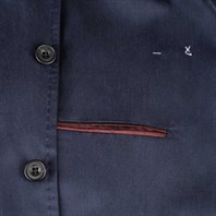 Blue silk single-breasted jacket Alternative Image