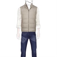 Beige quilted wool and cashmere vest Alternative Image