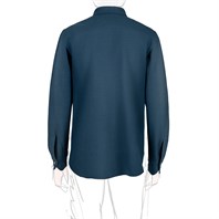 Overshirt in seersucker a righe blu e verde  Immagine alternativa