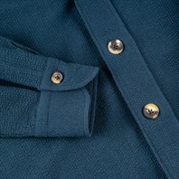 Overshirt in seersucker a righe blu e verde  Immagine alternativa