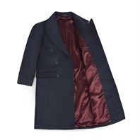 Double-breasted coat in blue cashmere Alternative Image