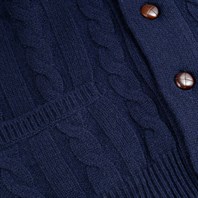Cardigan a trecce in cashmere blu Immagine alternativa