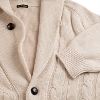 Cardigan a trecce in cashmere crema Immagine alternativa