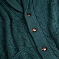 Cardigan a trecce in cashmere verde Immagine alternativa